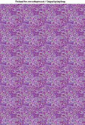 Purple Paisley & Flowers Backing Paper