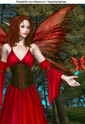 Nature Fairy in Red A4 Card Topper