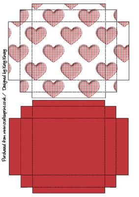 Red Gingham Hearts Gift Box with Lid