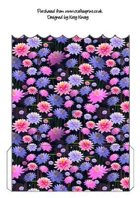 Waterlillies on Black Scallop Edge Money Wallet