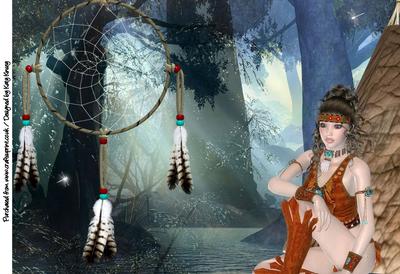 Native American Girl by the River A4 Topper