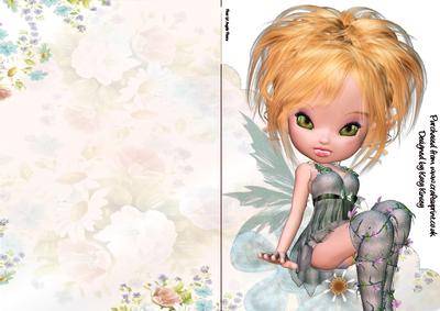 Chamomile Fairy A5 Shaped Front Print and Fold Card