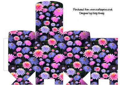Waterlillies on Black Tall Slim Gift Box
