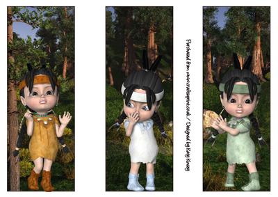 Set of Three Native American Girl Bookmarks/toppers
