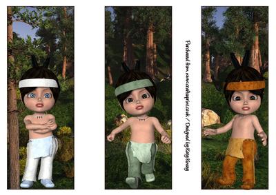 Set of Three Native American Boy Bookmarks/toppers