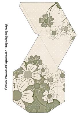 Sage and Cream Floral Pyramid Gift Box