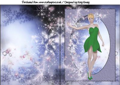 Teenage Tinkerbell Fairy Scallop Oval Print & Fold Card
