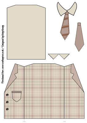 Shirt and Wrap Around Jacket Topper in Cream and Brown Plaid