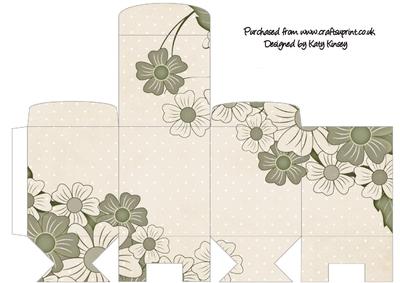 Sage and Cream Floral Tall Slim Gift Box