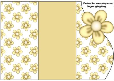 Yellow Floral Shaped Front Triple Fold Card