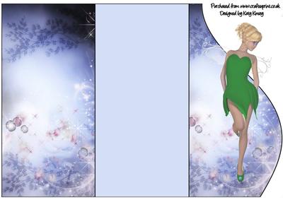 Teenage Tinkerbell Fairy Shaped Front Triple Fold Card
