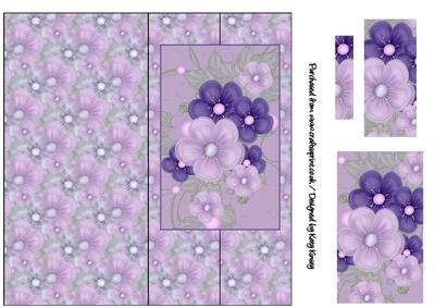 Purple and Lilac Flowers Tall Slim Foldback Card & Pyramage