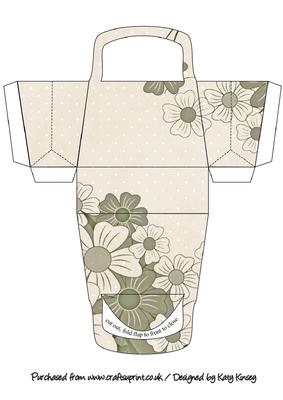 Sage and Cream Floral 3D Handbag Shaped Gift Box