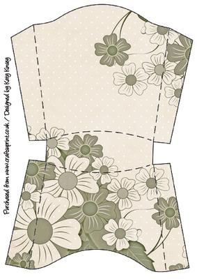 Sage and Cream Floral Open Top Gift Box