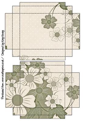Sage and Cream Floral Gift Box with Lid