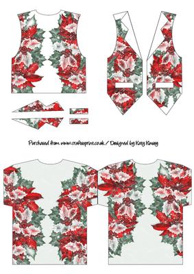 Christmas Frosty Holly Shaped Waistcoat Card