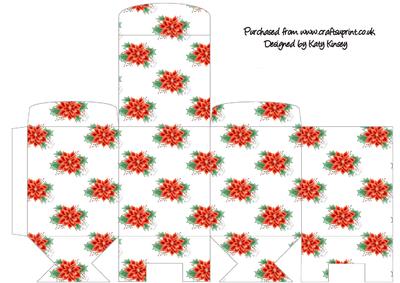 Poinsettias and Holly Tall Slim Gift Box