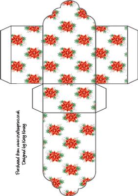Poinsettias and Holly Tag Gift Box