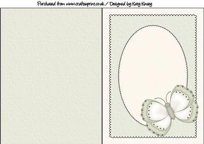Sage and Cream Butterfly Print and Fold Card