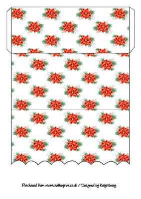 Poinsettias and Holly Scallop Money Wallet