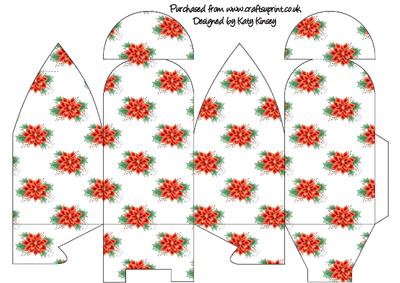 Poinsettias and Holly Truffle Style Gift Box