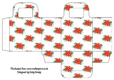 Poinsettias and Holly Pyramid Gift Bag