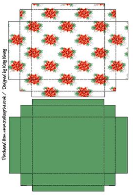 Poinsettias and Holly Gift Box with Lid