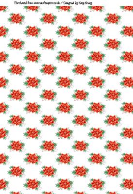 Poinsettias and Holly A4 Backing Paper