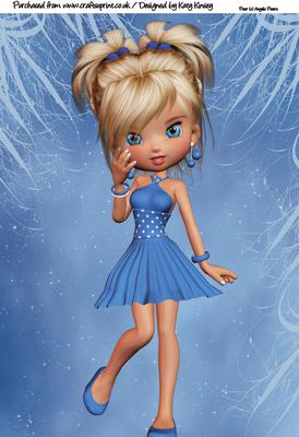 Linnea in Blue Party Dress A4 Topper