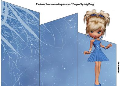 Linnea in Blue Party Dress Cascade Card