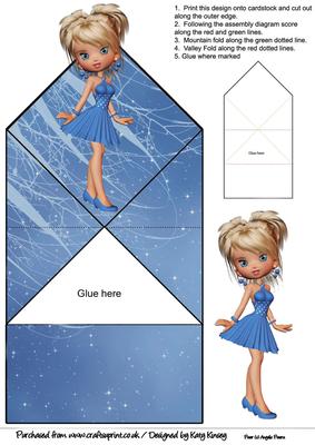 Linnea in Blue Party Dress Pop Up Spring Card