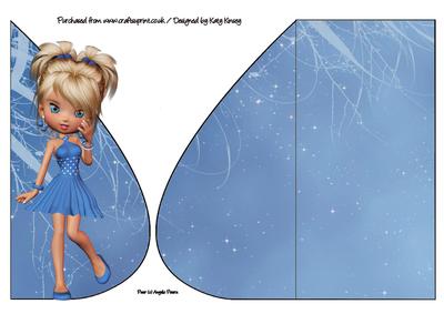 Linnea in Blue Party Dress Teardrop Card