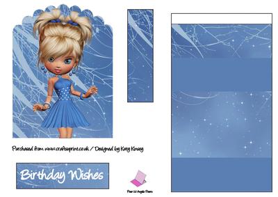 Linnea in Blue Party Dress Easel Card