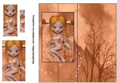 Topaz Fairy Tall Slim Foldback Card with Pyramage