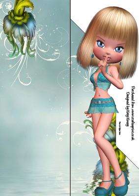 Dolly Tall Slim Shaped Front Print and Fold Card
