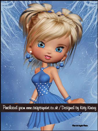 Linnea in Blue Party Dress A5 Pyramage Card Kit