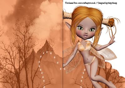 Topaz Fairy A5 Shaped Front Print and Fold Card