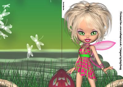 Melinda Fairy A5 Scallop Shaped Front Print and Fold Card