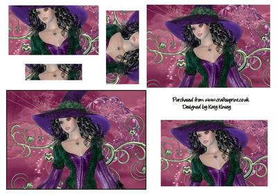 Witch in Purple Velvet Hat Pyramage Sheet