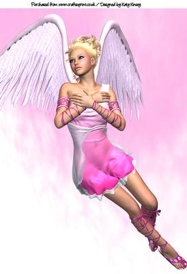 Soaring Angel in Pink A4 Topper #1