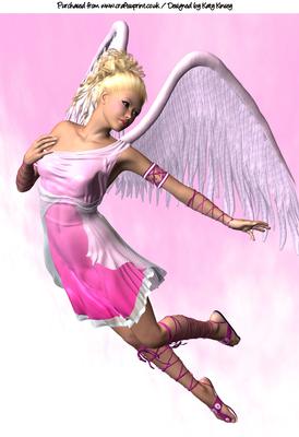 Soaring Angel in Pink A4 Topper #2