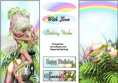 Minty Fairy Dl Card Topper and Insert
