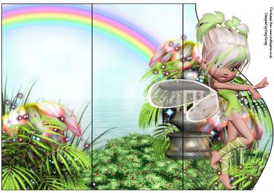 Minty Fairy Triple Fold Card