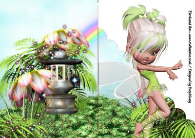 Minty Fairy A5 Shaped Front Print and Fold Card