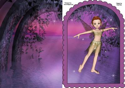 Neverland Fairy Scallop Arch Shaped Front Print & Fold Card
