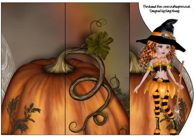 Pumpkin Witch Triple Fold Card in Auburn