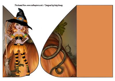 Pumpkin Witch Teardrop Card in Auburn