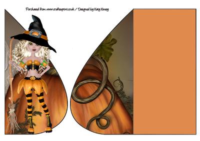 Pumpkin Witch Teardrop Card in Blonde