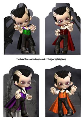 Dracula in the Graveyard Tag Toppers x 4