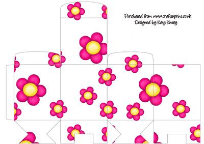 Tall Slim Gift Box Bright Pink Flowers